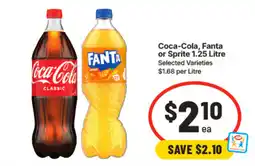 IGA Coca-Cola, Fanta or Sprite 1.25 Litre offer
