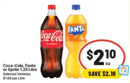IGA Coca-Cola, Fanta or Sprite 1.25 Litre offer