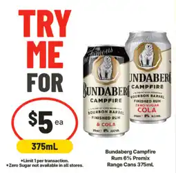 IGA Bundaberg Campfire Rum 6% Premix offer