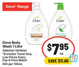 IGA Dove Body Wash 1 Litre offer