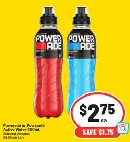 IGA Powerade Active Water offer