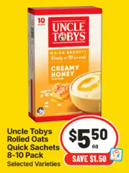 IGA Uncle Tobys Rolled Oats Quick Sachets offer