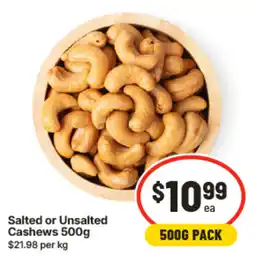 IGA Salted or Unsalted Cashews offer