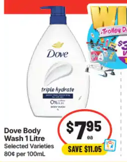 IGA Dove Body Wash 1 Litre offer