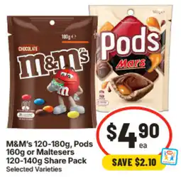 IGA M&M's Pods or Maltesers Share Pack offer