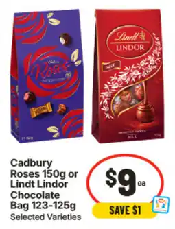 IGA Cadbury Roses or Lindt Lindor Chocolate Bag offer