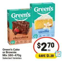 IGA Green's Cake or Brownie Mix offer