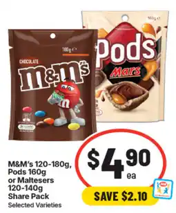 IGA M&M's Pods or Maltesers Share Pack offer