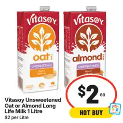 IGA Vitasoy Unsweetened Oat or Almond Long Life Milk offer
