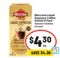 IGA Moccona Liquid Espresso Coffee Sachet offer