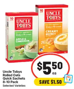 IGA Uncle Tobys Rolled Oats Quick Sachets offer