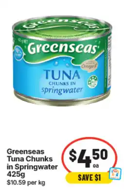 IGA Greenseas Tuna Chunks in Springwater offer