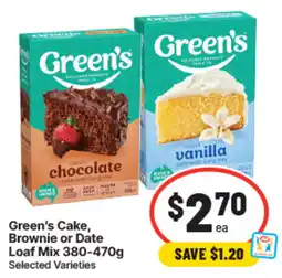 IGA Green's Cake, Brownie or Date Loaf Mix offer