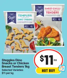 IGA Steggles Dino Snacks or Chicken Breast Tenders offer