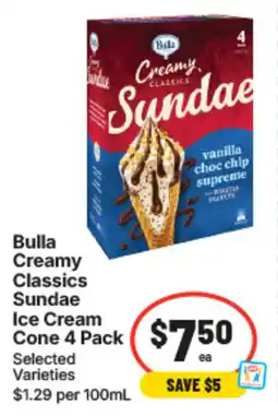 IGA Bulla Creamy Classics Sundae Ice Cream Cone offer