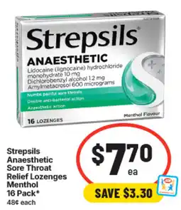 IGA Strepsils Anaesthetic Sore Throat Relief Lozenges offer