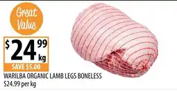 Supabarn Warilba Organic Lamb Legs Boneless offer
