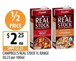 Supabarn Campbell's Real Stock 1L Range offer