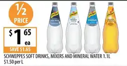 Supabarn Schweppes soft drinks, mixers and mineral water offer