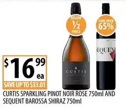 Supabarn Curtis Sparkling Pinot Noir Rose and Sequent Barossa Shiraz offer