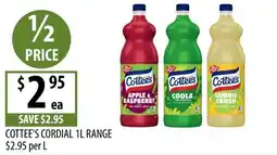 Supabarn Cottée's Cordial 1L Range offer