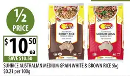 Supabarn Sunrice Australian Medium Grain White & Brown Rice offer