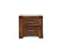 Phillipe Solid Acacia Timber 2 Drawer Bedside Table - Wire Brush Finish