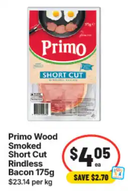 IGA Primo Wood Smoked Short Cut Rindless Bacon offer