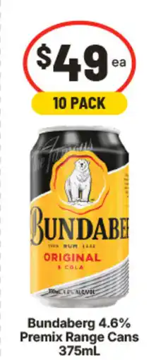 IGA Bundaberg 4.6% Premix Range Cans offer