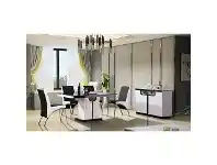 LivingStyles Roche Glass Topped 2 Door Buffet Table, 120cm, Glossy White offer