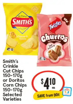 IGA Smith's Crinkle Cut Chips or Doritos Corn Chips offer