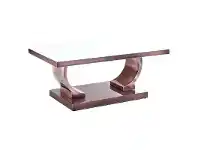 LivingStyles Zoe Glass Top Stainless Steel Coffee Table, 100cm, Copper / White offer