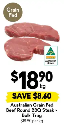 Drakes Australian Grain Fed Beef Round BBQ Steak - Bulk Tray offer