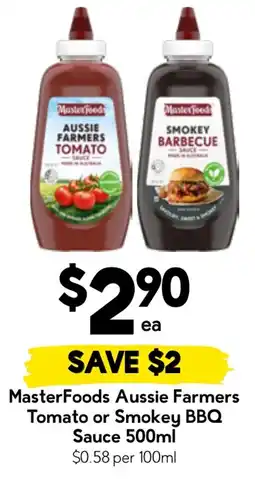 Drakes MasterFoods Aussie Farmers Tomato or Smokey BBQ Sauce offer
