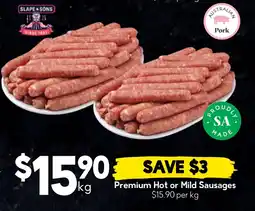 Drakes Slapec Sons Premium Hot or Mild Sausages offer