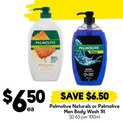 Drakes Palmolive Naturals or Palmolive Men Body Wash offer