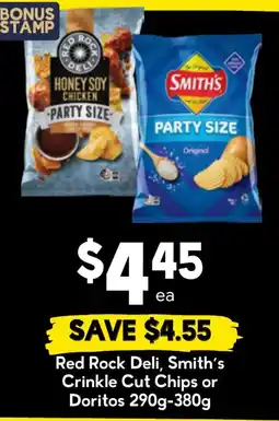 Drakes Red Rock Deli, Smith's Crinkle Cut Chips or Doritos offer