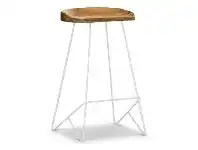 LivingStyles Neato Metal Counter Stool with Timber Seat, White offer