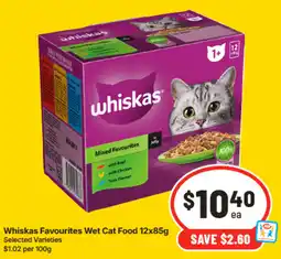 IGA Whiskas Favourites Wet Cat Food offer