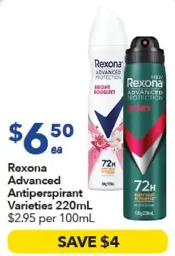 Ritchies Rexona Advanced Antiperspirant Varieties offer