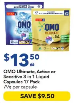 Ritchies OMO Ultimate, Active or Sensitive 3 in 1 Liquid Capsules offer