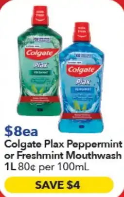 Ritchies Colgate Plax Peppermint or Freshmint Mouthwash offer