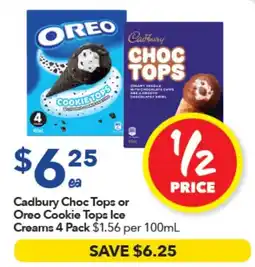 Ritchies Cadbury Choc Tops or Oreo Cookie Tops Ice Creams 4 Pack offer