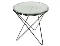 LivingStyles Venus Stainless Steel Round Side Table with Glass Top offer