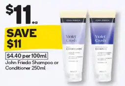 Woolworths John Frieda Shampoo or Conditioner offer