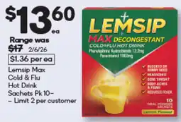 Woolworths Lemsip Max Cold & Flu Hot Drink offer