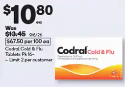 Woolworths Codral Cold & Flu Tablets offer