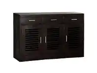 LivingStyles Holland Solid Mahogany 3 Door 3 Drawer Buffet Table, Chocolate offer