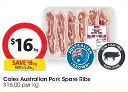 Coles Coles Australian Pork Spare Ribs offer