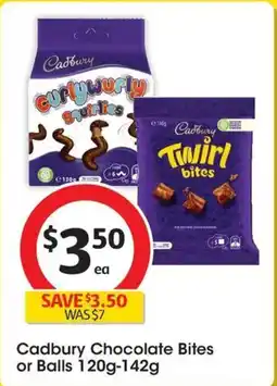 Coles Cadbury Chocolate Bites or Balls offer